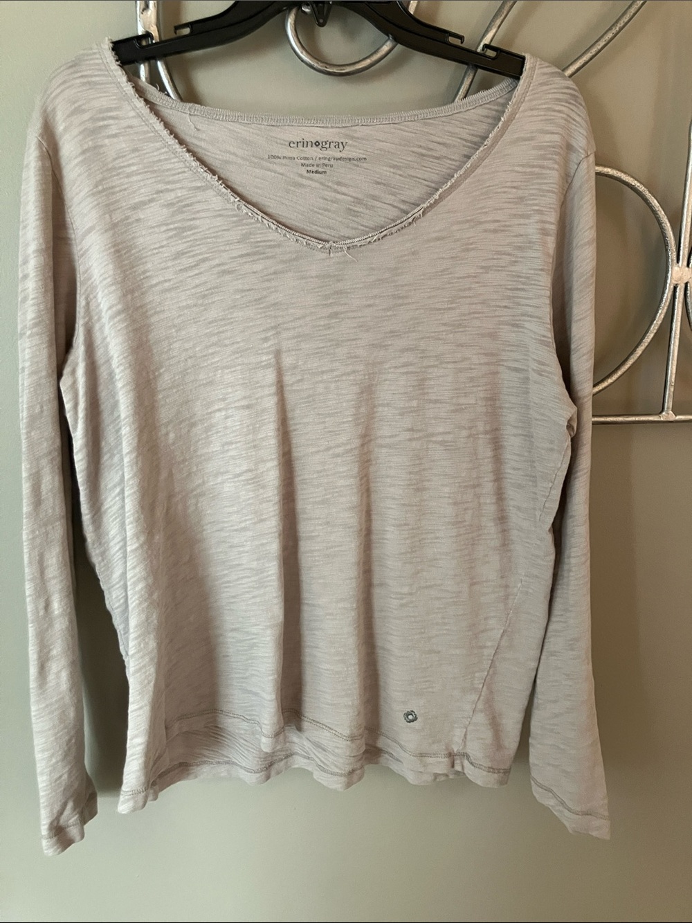 Crimson Gray Lightweight V-Neck Long-Sleeve Top — Light Taupe